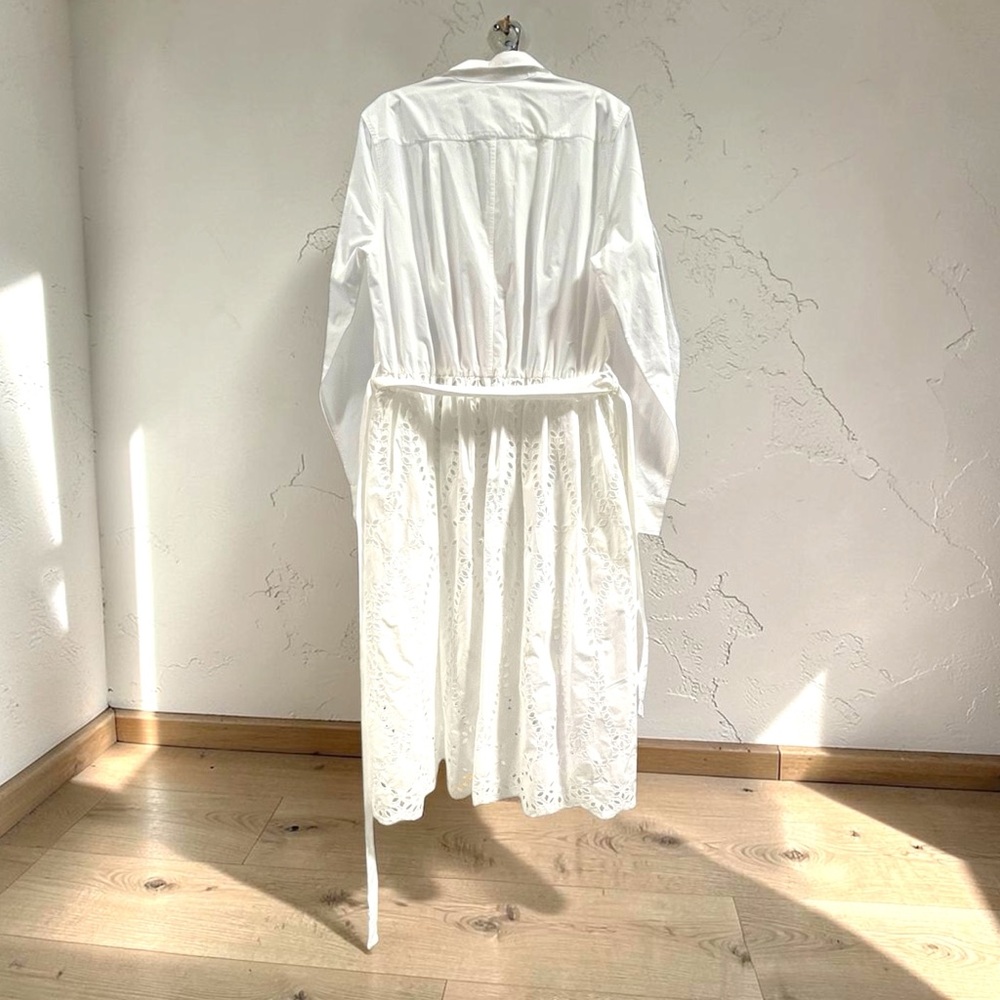 Frank & Eileen Grace Eyelet Lace Midi Dress Long Sleeve Shirtdress White Large - Picture 3 of 10